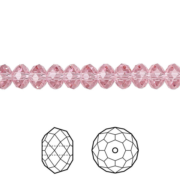 Bead 12pk light rose, Crystal Passions® 6x4mm rondelle 5040 image number 0