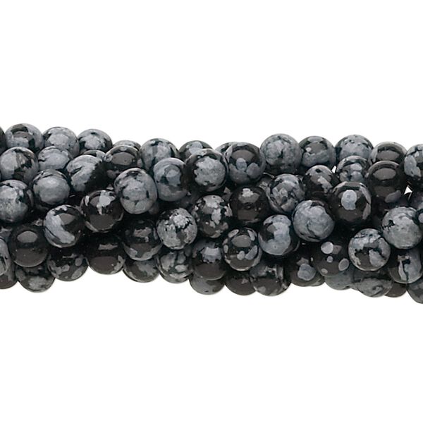 Snowflake obsidian 1pkg10, round bead natural 15.5-16 inch 4mm image number 0