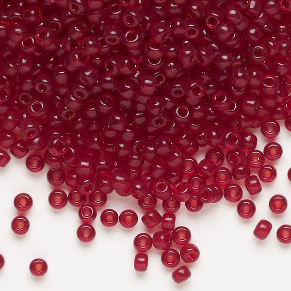 Seed bead, Miyuki, glass, pkg/250g, #8 rocaille, transparent dark ruby (RR-141D). image number 0