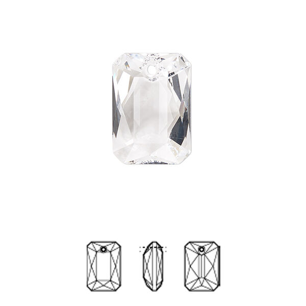 Drop 24pk crystal, Swarovski® 16x11.5mm pendant emerald cut 6435 image number 0