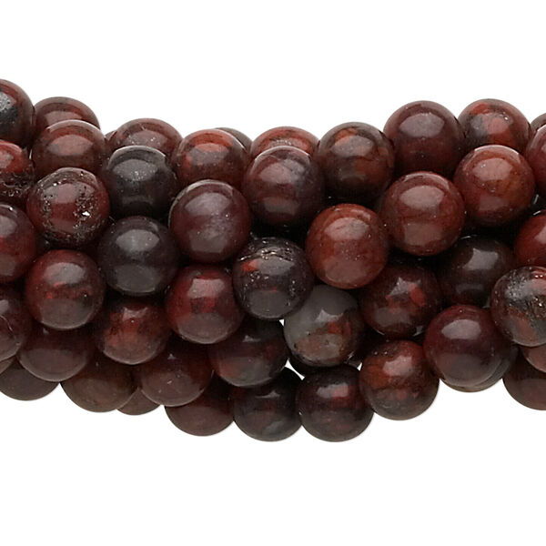 Brecciated jasper 1pkg10, round bead natural C grade, 15.5-16 inch 6mm image number 0