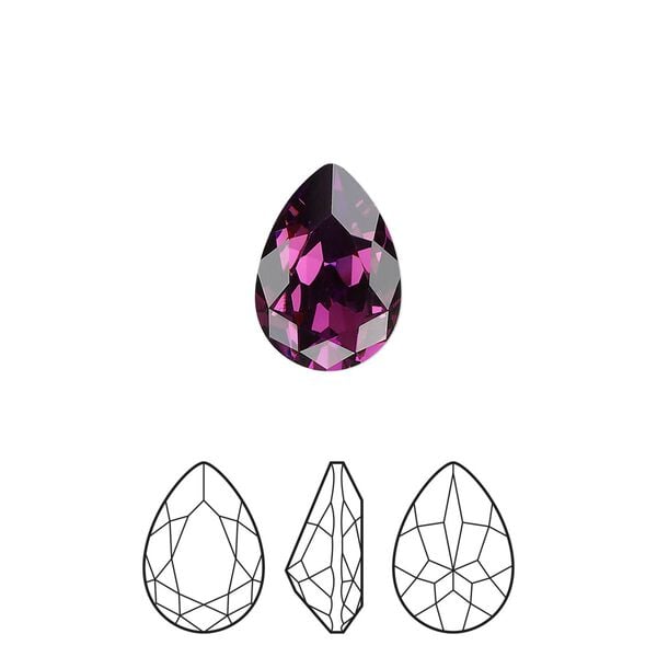 Fancy stone 2pk amethyst foil back, Preciosa MAXIMA Czech crystal rhinestone 14x10mm pear image number 0