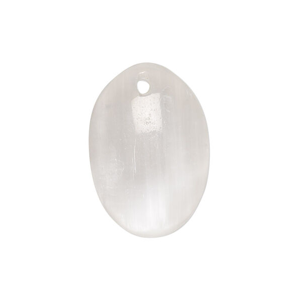Drop, selenite (waxed), 23x16mm-25x18mm hand-cut one-sided puffed oval, B grade, Mohs hardness 2 to 2-1/2. Sold individually. image number 0