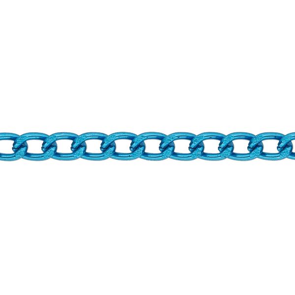 Chain, anodized aluminum, blue, 4mm curb. Sold per pkg of 25 feet. image number 0