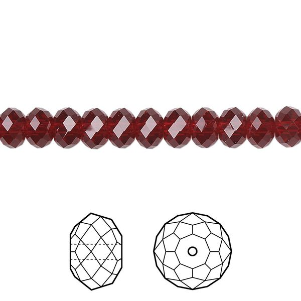 Bead 360pk Siam, Swarovski® 6x4mm rondelle 5040 image number 0
