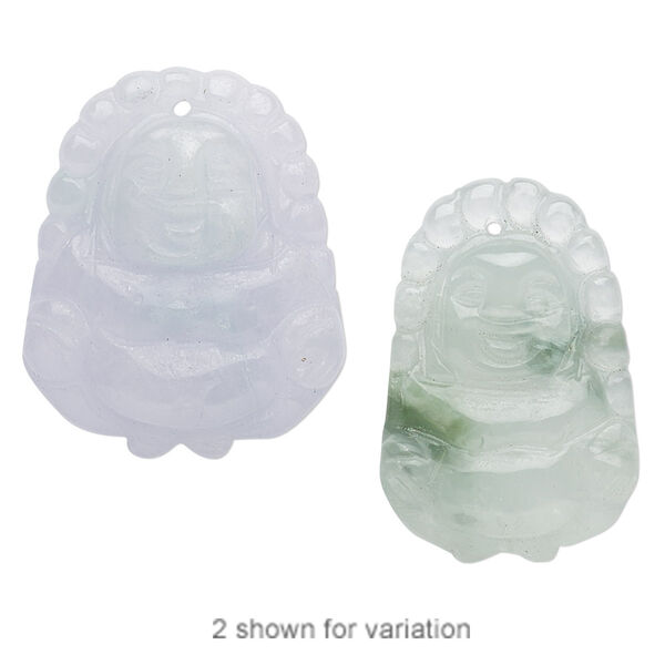 Jadeite 1pkg1, hand-cut top-drilled Buddha focal natural 29x19mm-35x26mm image number 0