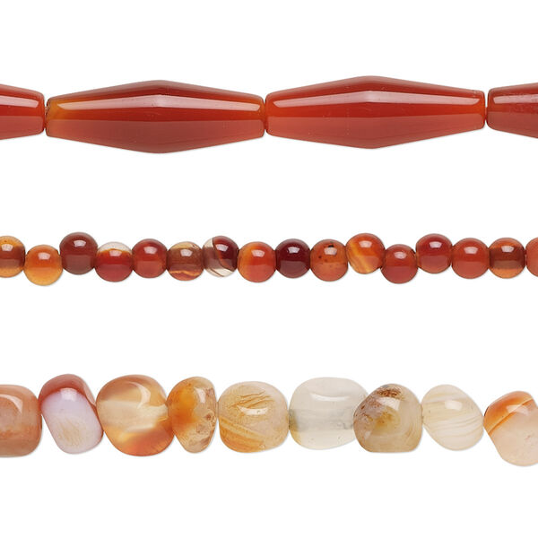 Red agate 1pkg3, mixed shape bead 15 inch mix 3mm-19x9mm image number 0