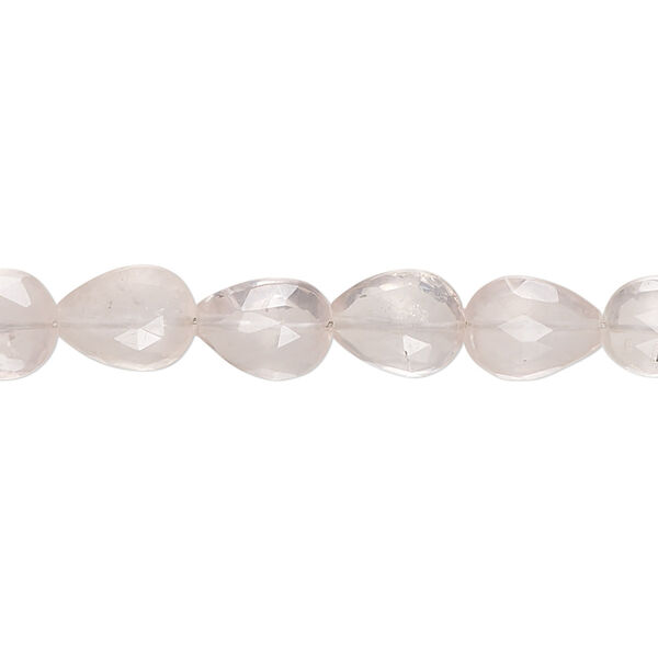 Rose quartz 1pkg1, hand-cut faceted puffed teardrop bead natural 7 inch 8x7mm-11x8mm image number 0