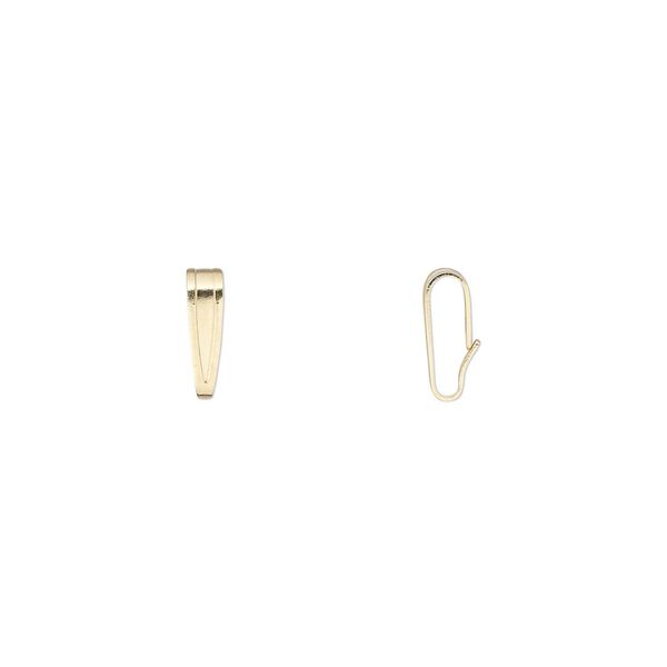 Bail snap-on 1pk 10Kt gold, 8.5x2.5mm 6mm grip length image number 0