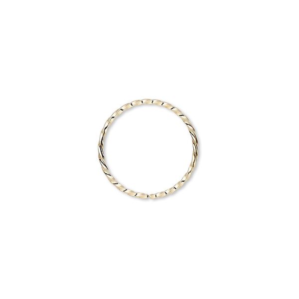 Jump ring, gold-plated brass, 15mm twisted round, 13.6mm inside diameter, 20 gauge. Sold per pkg of 100. image number 0