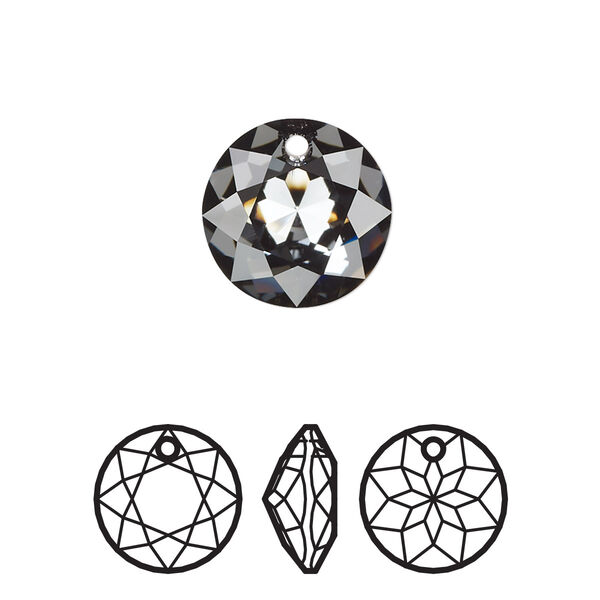 Drop 1pk crystal silver night, Crystal Passions® 14mm pendant classic cut 6430 image number 0