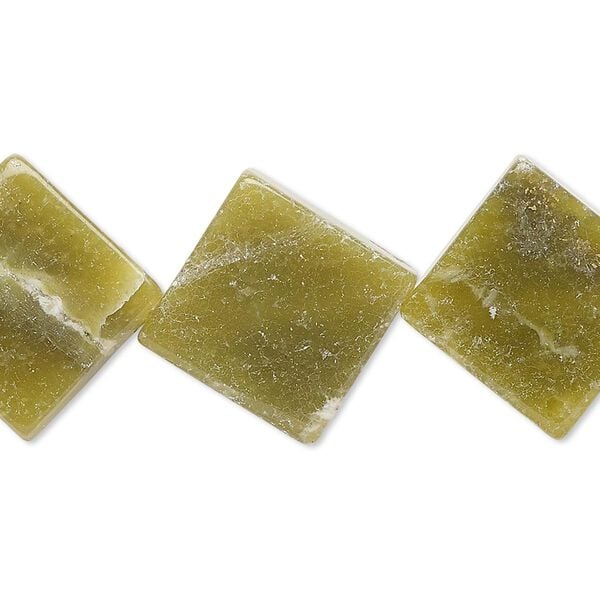 Olive new "jade" 1pkg1, flat diamond bead natural 15 inch 18x17mm-22x20mm image number 0