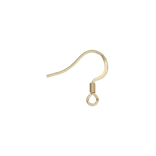 Ear wire fishhook 1pkg10, 15.5mm flat / 3mm coil / open loop, 21 gauge gold-finished stainless steel 5 pair image number 0