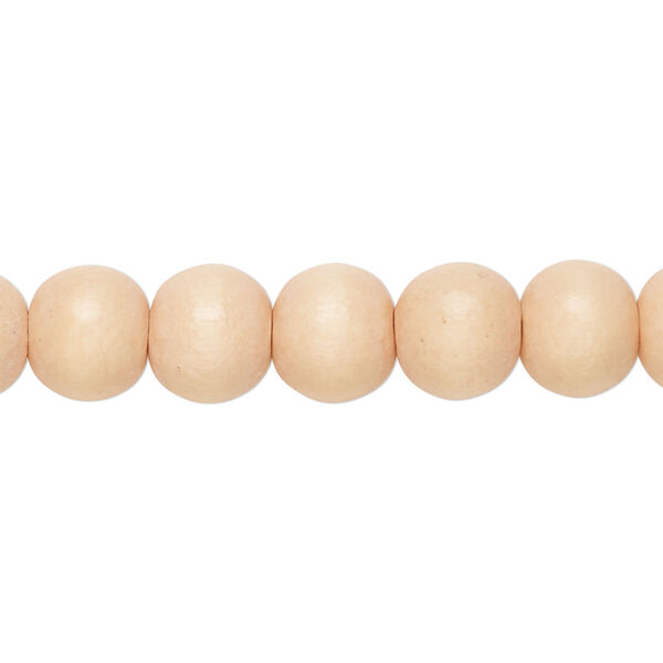 Bead, Taiwanese cheesewood (dyed/waxed), light orange, 7-8mm round. Sold per pkg of (2) 16-inch strands. image number 0