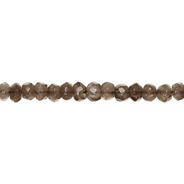 Smoky quartz 1pkg1, hand-cut faceted rondelle bead 15.5-16 inch 4mm-4.5x3mm image number 0