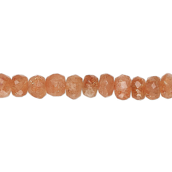 Sunstone 1pkg1, hand-cut faceted rondelle bead natural 14 inch 5x3mm-7x5mm image number 0