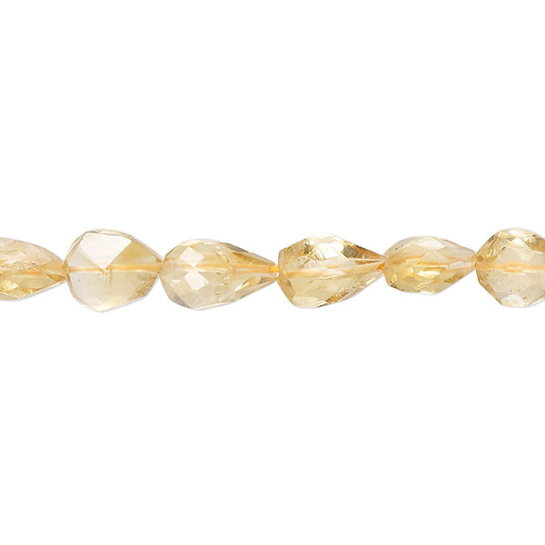 Golden citrine 1pkg1, hand-cut faceted puffed teardrop bead 15 inch 7x5mm-11x6mm image number 0
