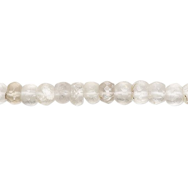 Quartz crystal 1pkg1, matte hand-cut faceted rondelle bead natural 10 inch 5x3mm-6x5mm image number 0