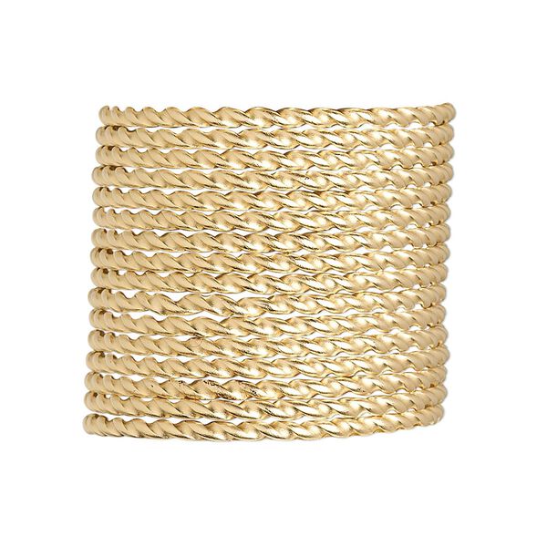 Wire, 12Kt gold-filled, dead-soft, twisted round, 13.5 gauge. Sold per pkg of 5 feet. image number 0