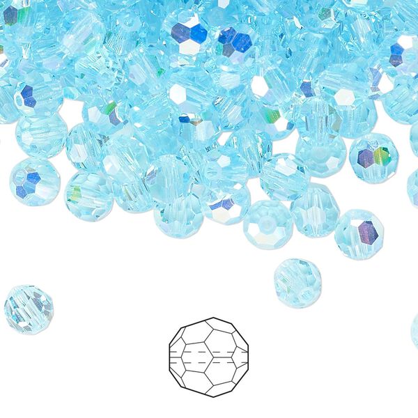 Bead 24pk aqua bohemica AB, Preciosa Czech crystal 5mm round image number 0