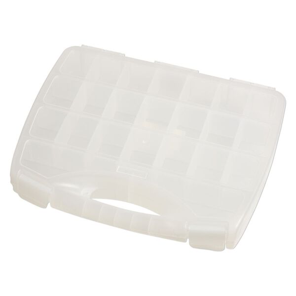 Organizer box, plastic, clear, 14-1/2 x 12-1/2 x 2 1/2-inch, 21 compartments. Sold individually. image number 2