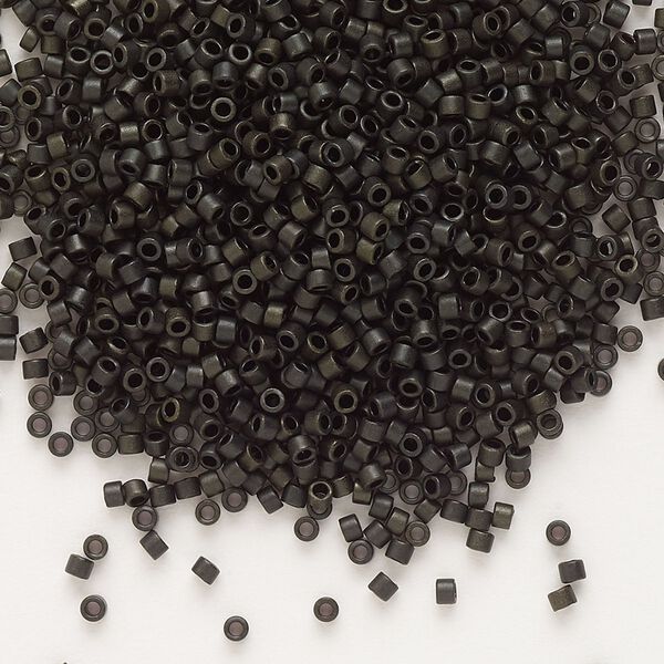 Seed bead, Delica®, glass, pkg/250g, #11 round, opaque matte metallic dark olive (DB-0311). image number 0