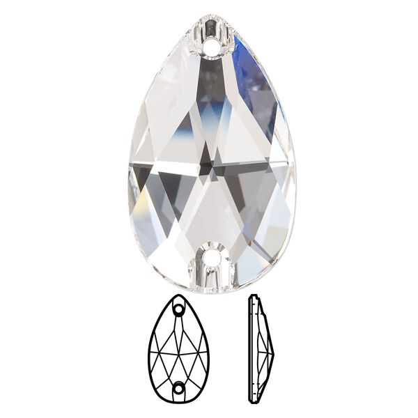 Sew-on 1pk crystal foil back, Crystal Passions® 30x20mm pear 3230 image number 0