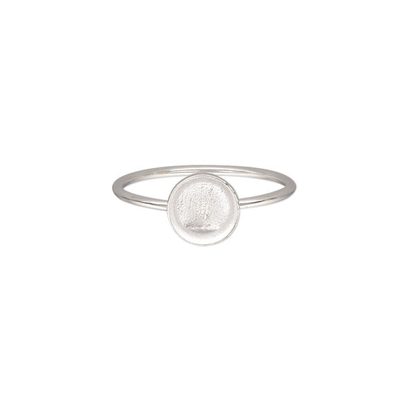 Ring, Almost Instant Jewelry®, sterling silver, 1mm wide with 7mm round glue-in setting, size 7. Sold individually. image number 0