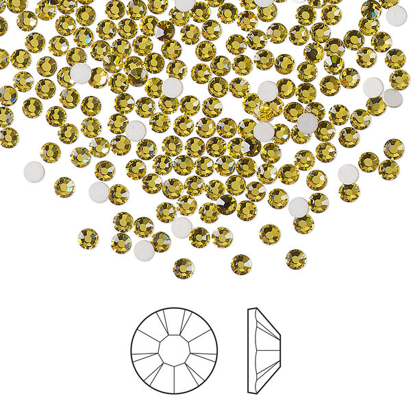 Flat back 1440pk acid yellow foil back, Preciosa MAXIMA Czech crystal rhinestone 2.1-2.3mm chaton rose round SS7 image number 0