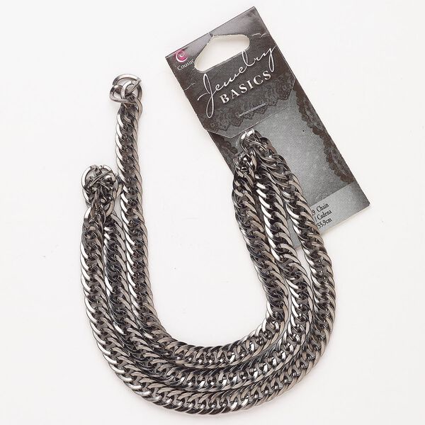 Chain, steel, pkg/22 inches, 6.9mm curb, gunmetal finish. image number 0