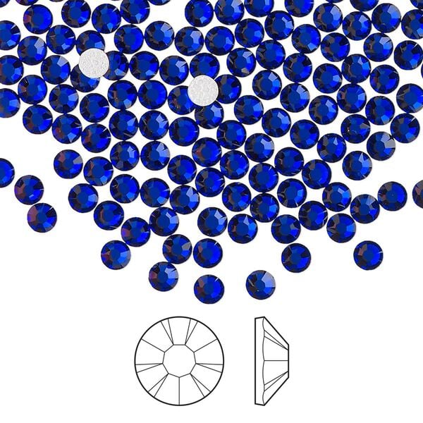 Flat back 144pk cobalt blue foil back, Preciosa MAXIMA Czech crystal hotfix rhinestone 3-3.2mm chaton rose round SS12 image number 0