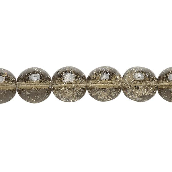 Bead, Czech crackle glass druk, translucent smoky, 10mm round. Sold per 15-1/2" to 16" strand. image number 0