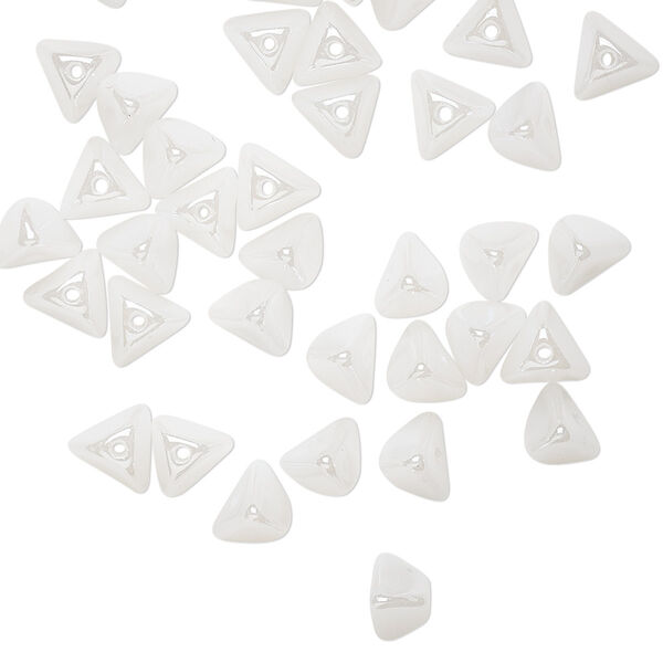 Bead, Preciosa, Czech pressed glass, opaque alabaster snow white, 6x4mm pyramid with 0.8-0.9mm hole. Sold per pkg of 40. image number 0
