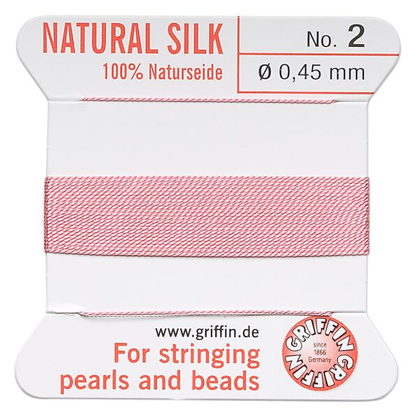 Thread, Griffin, silk, dark pink, size #2. Sold per 2-meter card (approximately 78 inches). image number 0