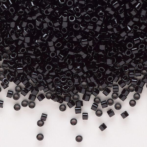 Seed bead, Delica®, glass, pkg/50g, #10 round, opaque black (DBM-0010). image number 0