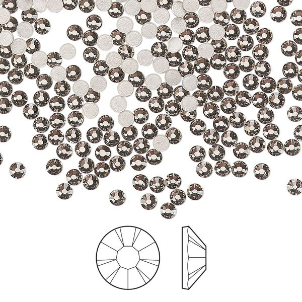 Flat back 144pk black diamond foil back, Preciosa MAXIMA Czech crystal hotfix rhinestone 2.3-2.5mm chaton rose round SS8 image number 0
