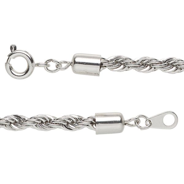 Chain, antique silver-finished steel, 4mm thick French rope, 18 inches with springring clasp. Sold individually. image number 0