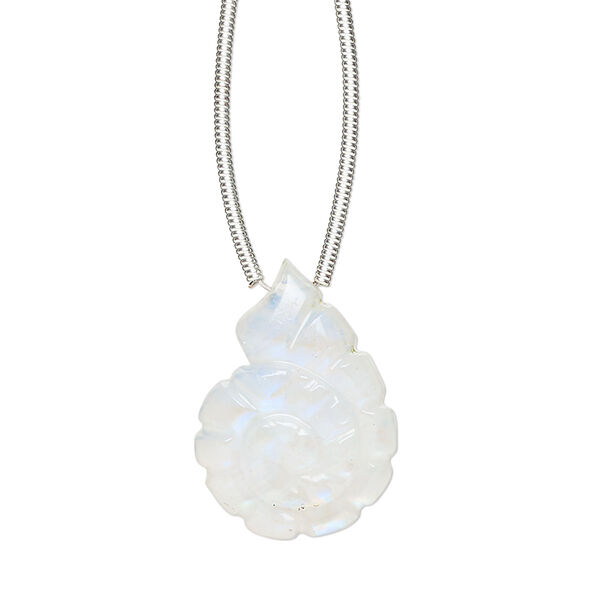 Rainbow moonstone 1pkg1, hand-cut top-drilled 2-sided carved nautilus bead natural 20x15mm image number 0