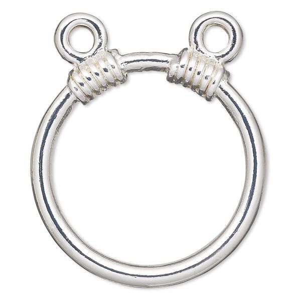 Eyeglass loop, silver-finished "pewter" (zinc-based alloy), 38mm round with 8.5mm loop and (2) 3.5mm holes. Sold per pkg of 4. image number 0