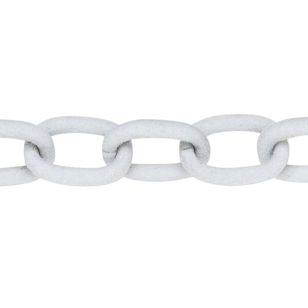 Chain, aluminum, flocked white, 12mm cable. Sold per pkg of 24 inches. image number 0