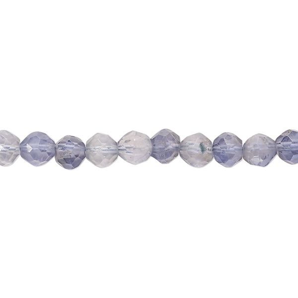 Iolite 1pkg1, hand-cut faceted round bead natural 13 inch 5mm image number 0