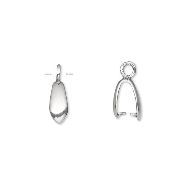 Bail, ice-pick, antiqued sterling silver, 10x4mm teardrop, 7mm grip length. Sold individually. image number 0