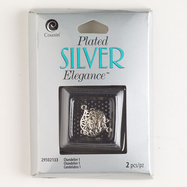 Drop, silver-finished "pewter" (zinc-based alloy), 15x13mm fancy teardrop. Sold per pkg of 2. image number 0