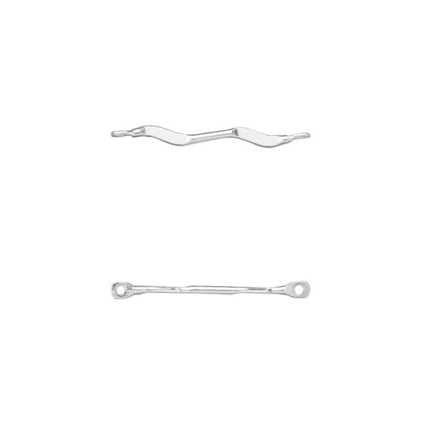 Link, silver-plated brass, 16x2mm fancy wave. Sold per pkg of 100. image number 0
