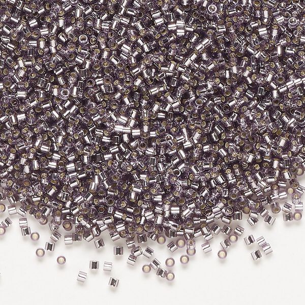 Seed bead, Delica®, glass, pkg/50g, #15 round, transparent silver-lined amethyst purple (DBS-1205). image number 0