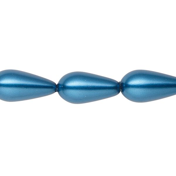 Pearl 1pk metallic blue, Celestial Crystal® 15x8mm teardrop 15.5-16 inch image number 0