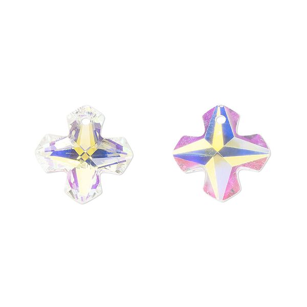 Drop 2pk crystal AB, Celestial Crystal® 14mm Greek cross image number 0