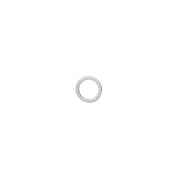 Jump ring, sterling silver, 7mm soldered twisted round, 5.3mm inside diameter, 20 gauge. Sold per pkg of 4. image number 0