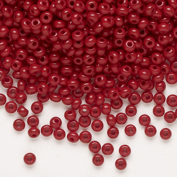 Seed bead, Preciosa Ornela Czech glass, pkg/500g, #8 rocaille, opaque red coral, (93310). image number 0