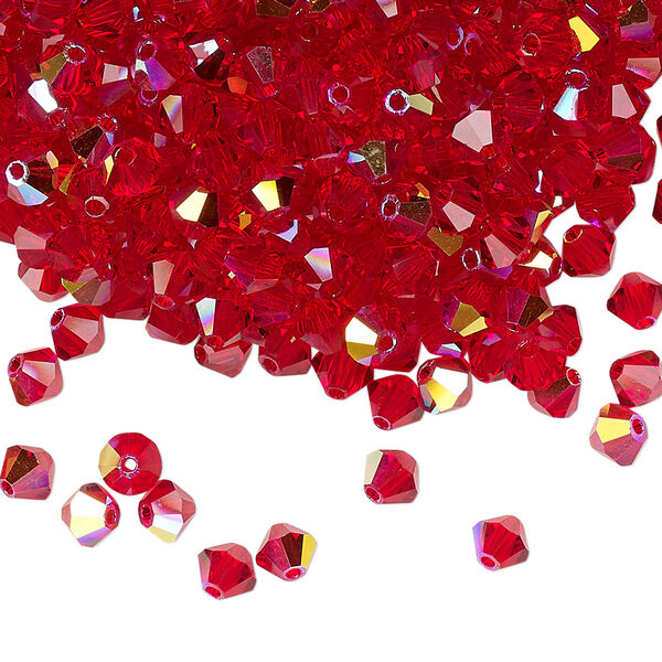 Bead 144pk light Siam AB, Preciosa Czech crystal 4mm bicone image number 0